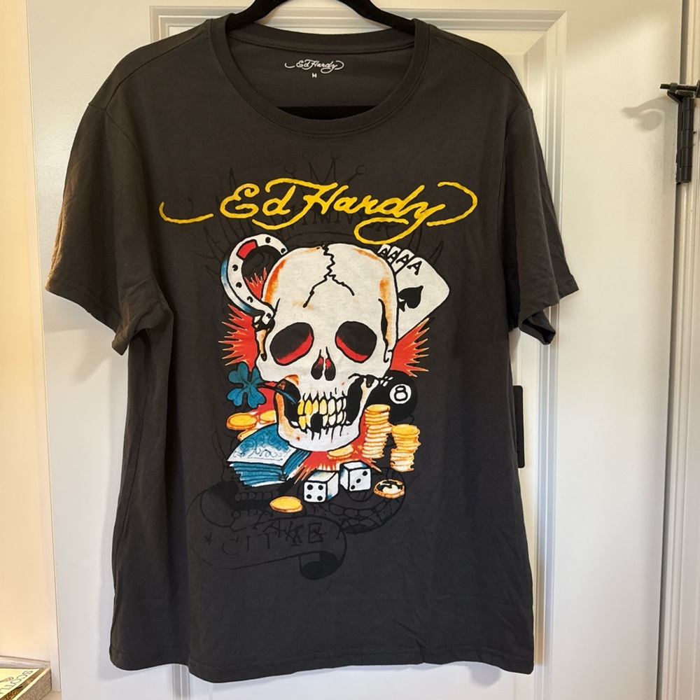 Ed Hardy Men's Skull Graphic Tee - Charcoal